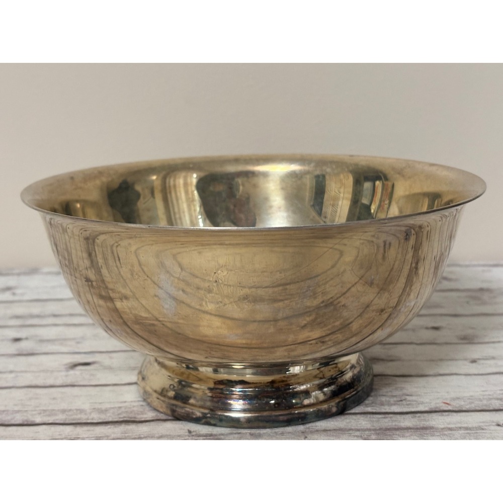 Gorham Silver EP YC780 Silverplate Revere Bowl Vintage Monogrammed Footed Dish